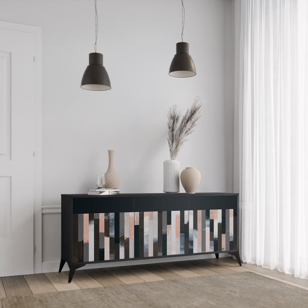 COLLAGE OF RECTANGLES Skänk med tre dörrar