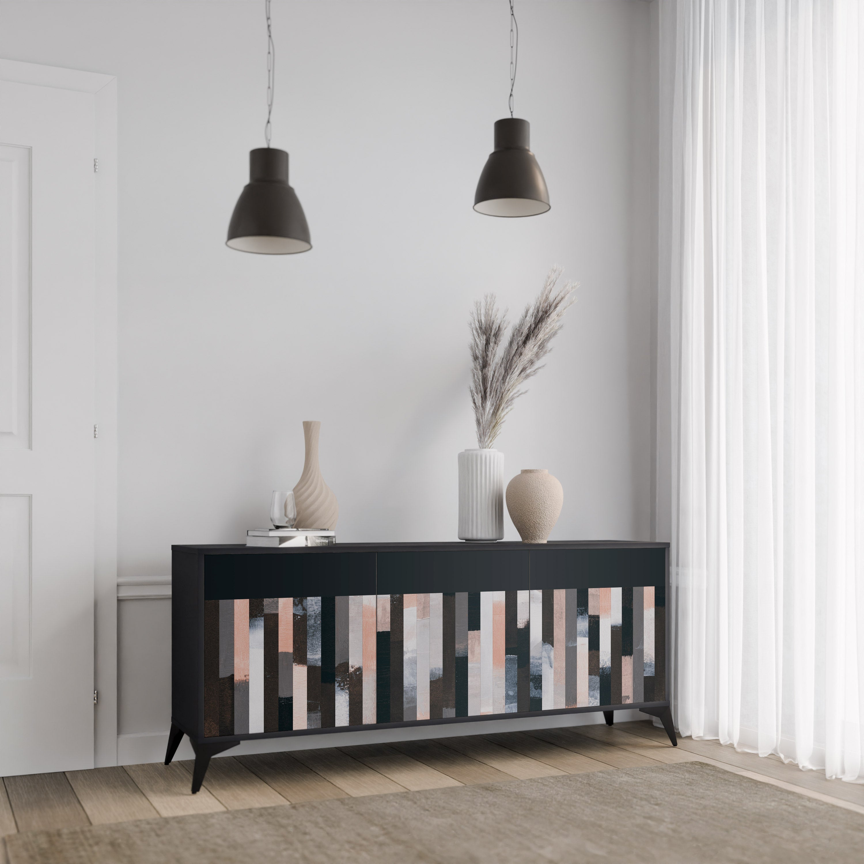 COLLAGE OF RECTANGLES 3-Door Sideboard