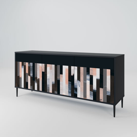 Credenza COLLAGE OF RECTANGLES a 3 ante in finitura nera