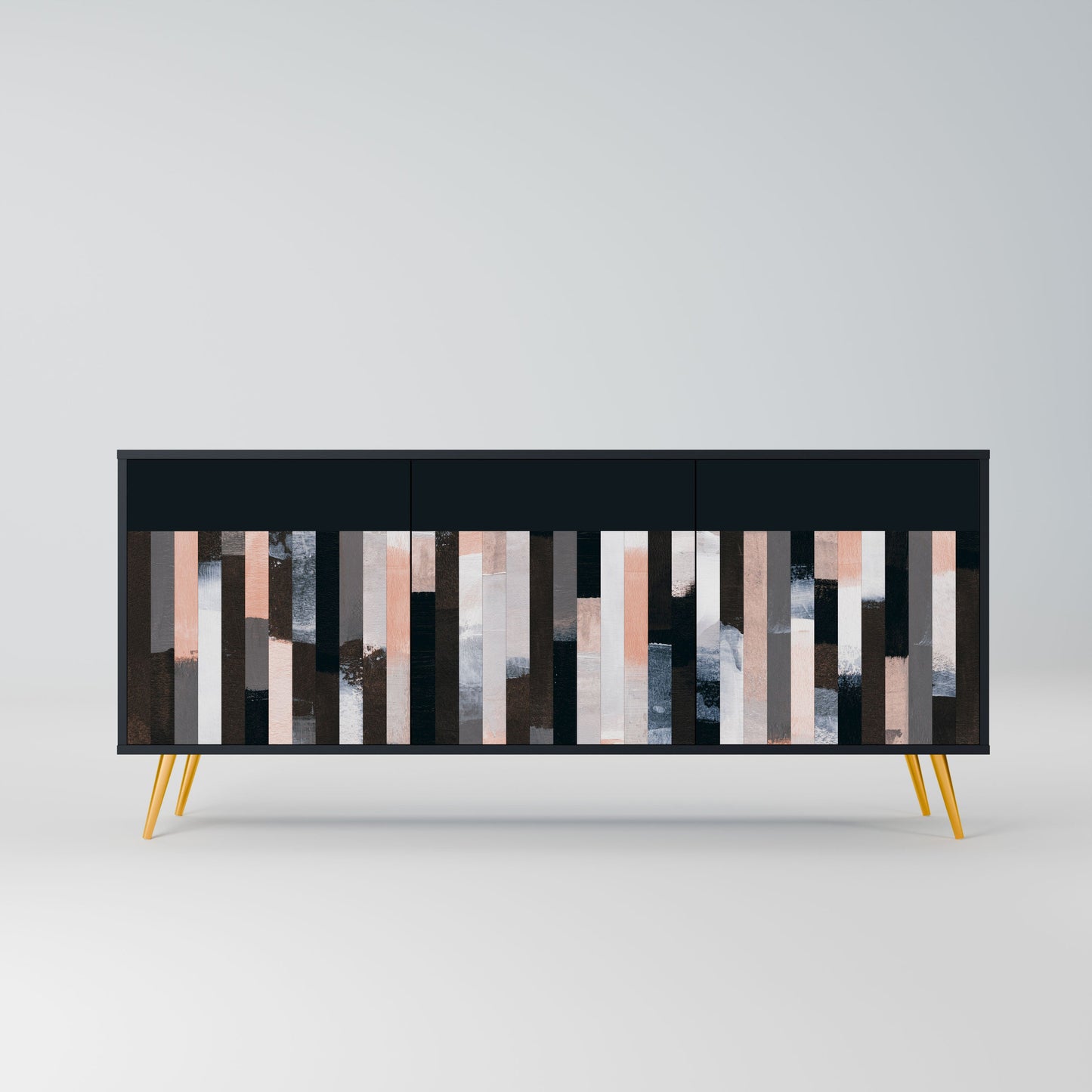 Credenza COLLAGE OF RECTANGLES a 3 ante in finitura nera