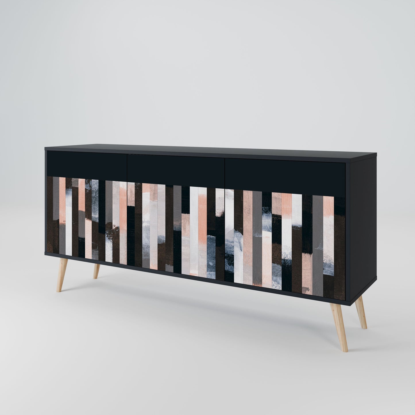 Credenza COLLAGE OF RECTANGLES a 3 ante in finitura nera