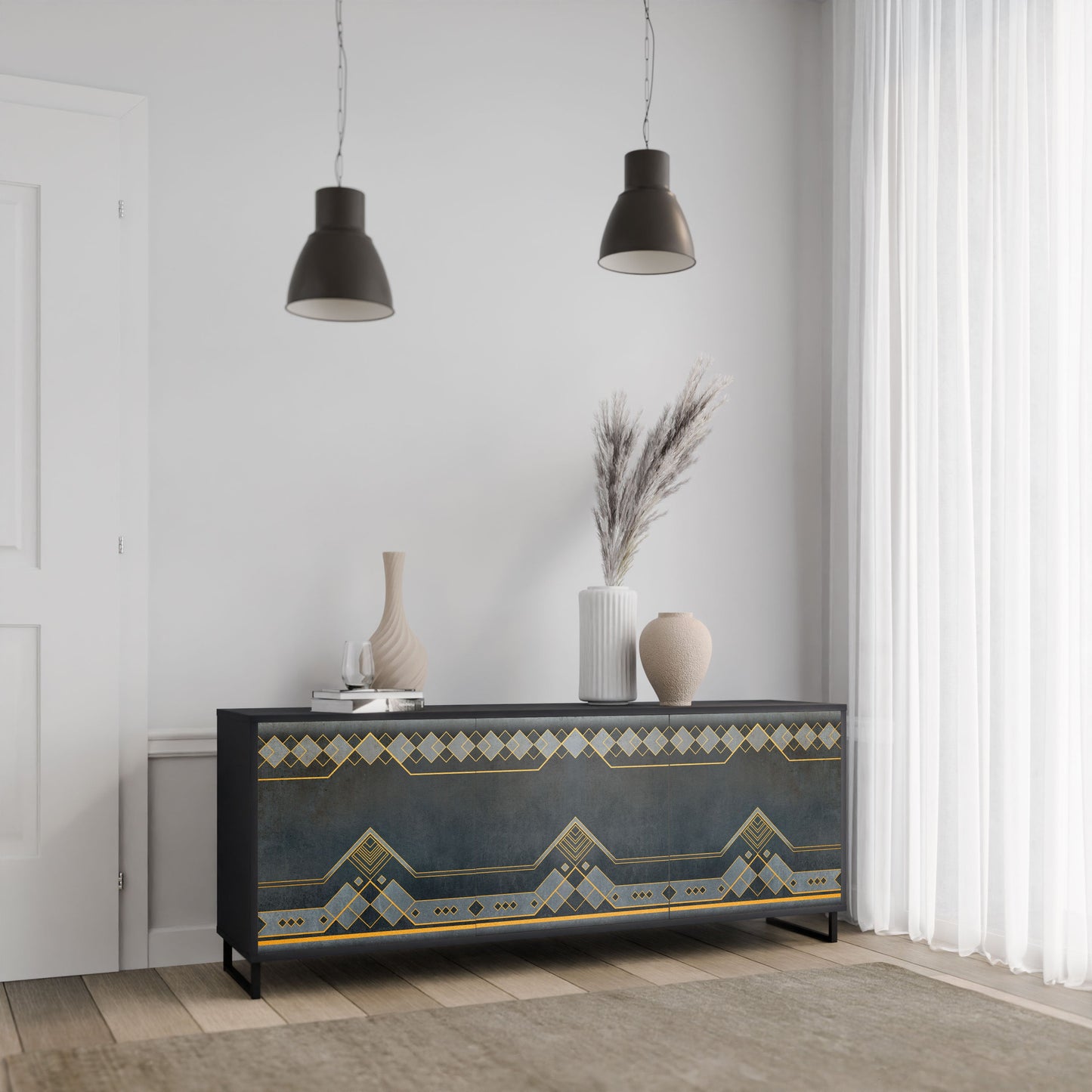 Credenza a 3 ante ROYAL ORDINARINESS in finitura nera