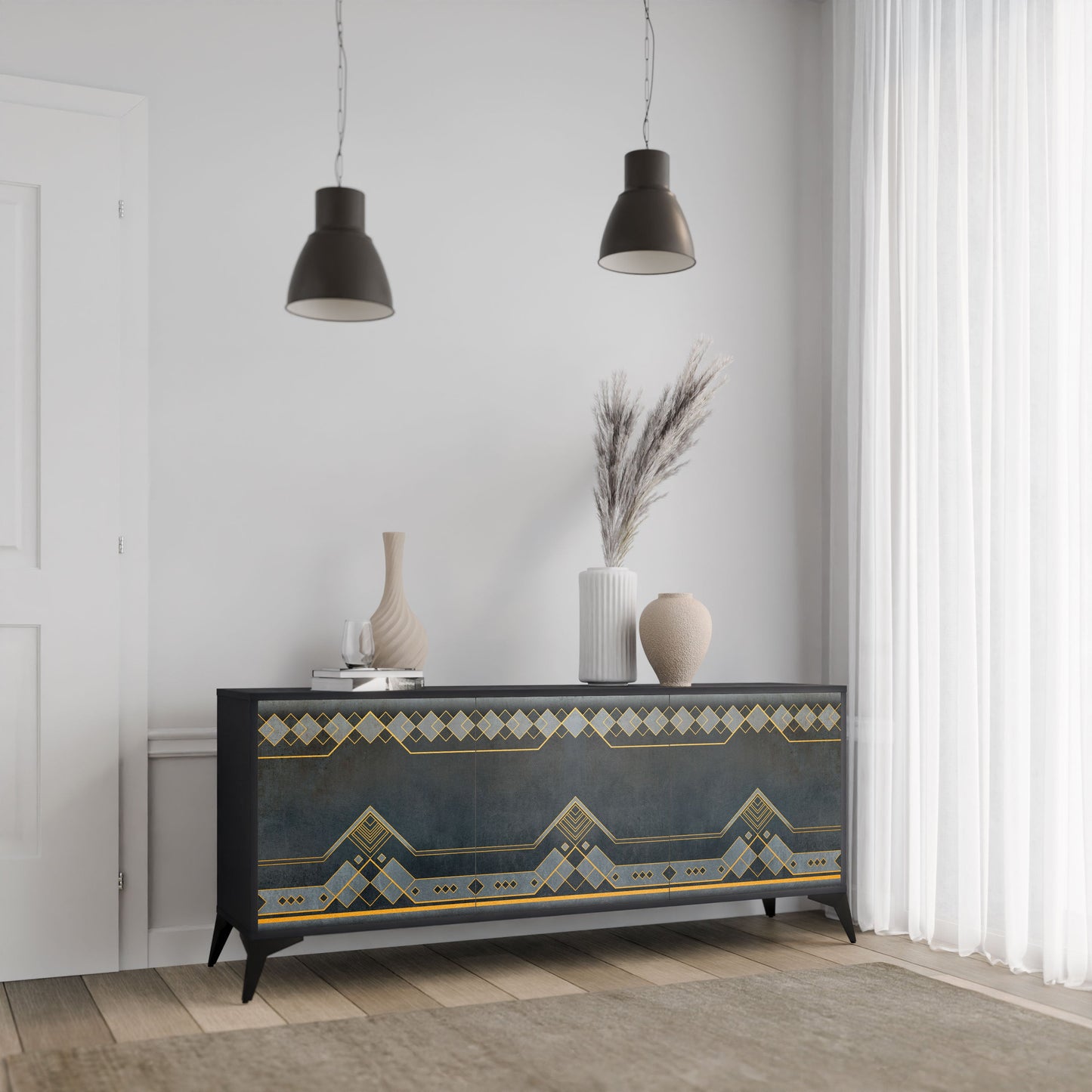 Credenza a 3 ante ROYAL ORDINARINESS in finitura nera