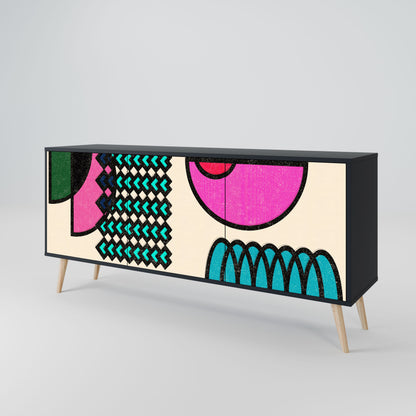 Credenza GEOMETRIC RHAPSODY a 3 ante in finitura nera