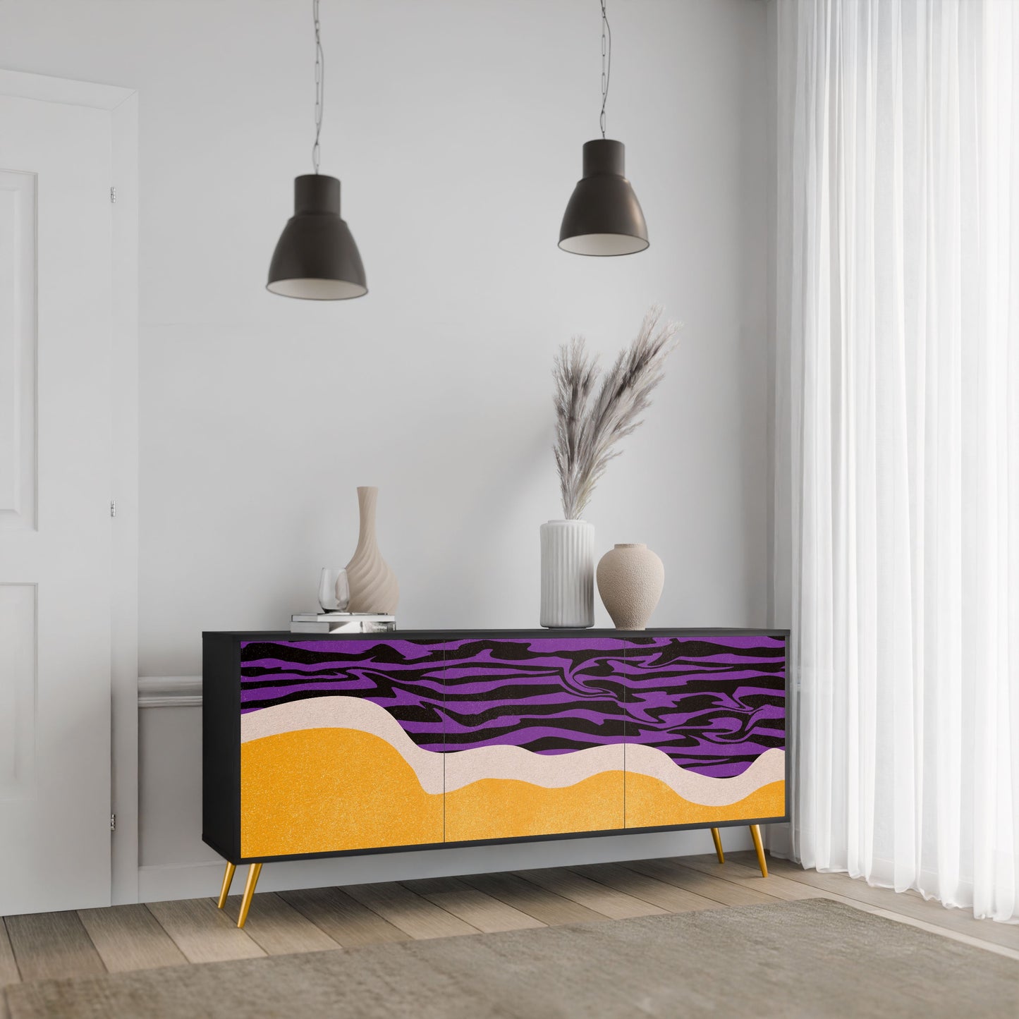 Credenza INDEPENDENT BORDER a 3 ante in finitura nera