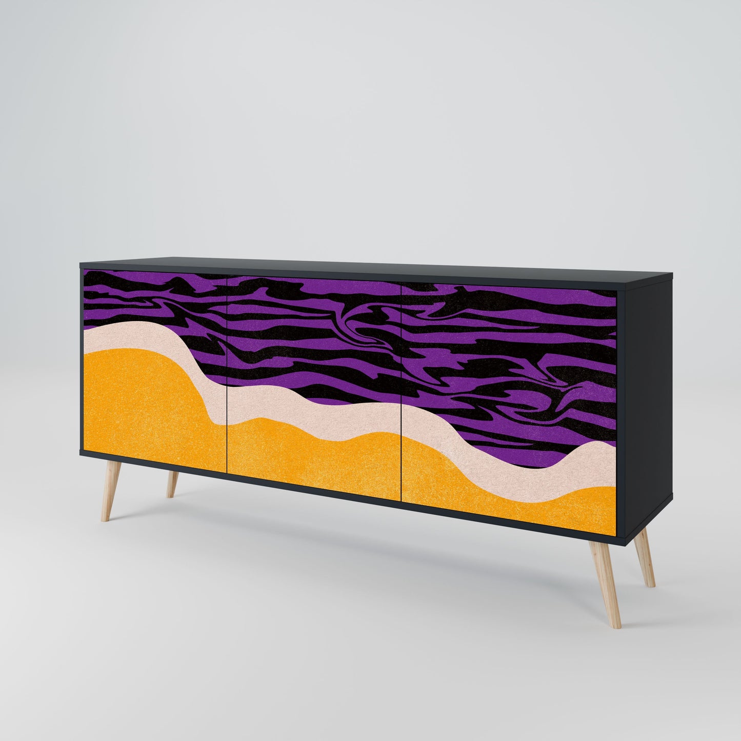 Credenza INDEPENDENT BORDER a 3 ante in finitura nera