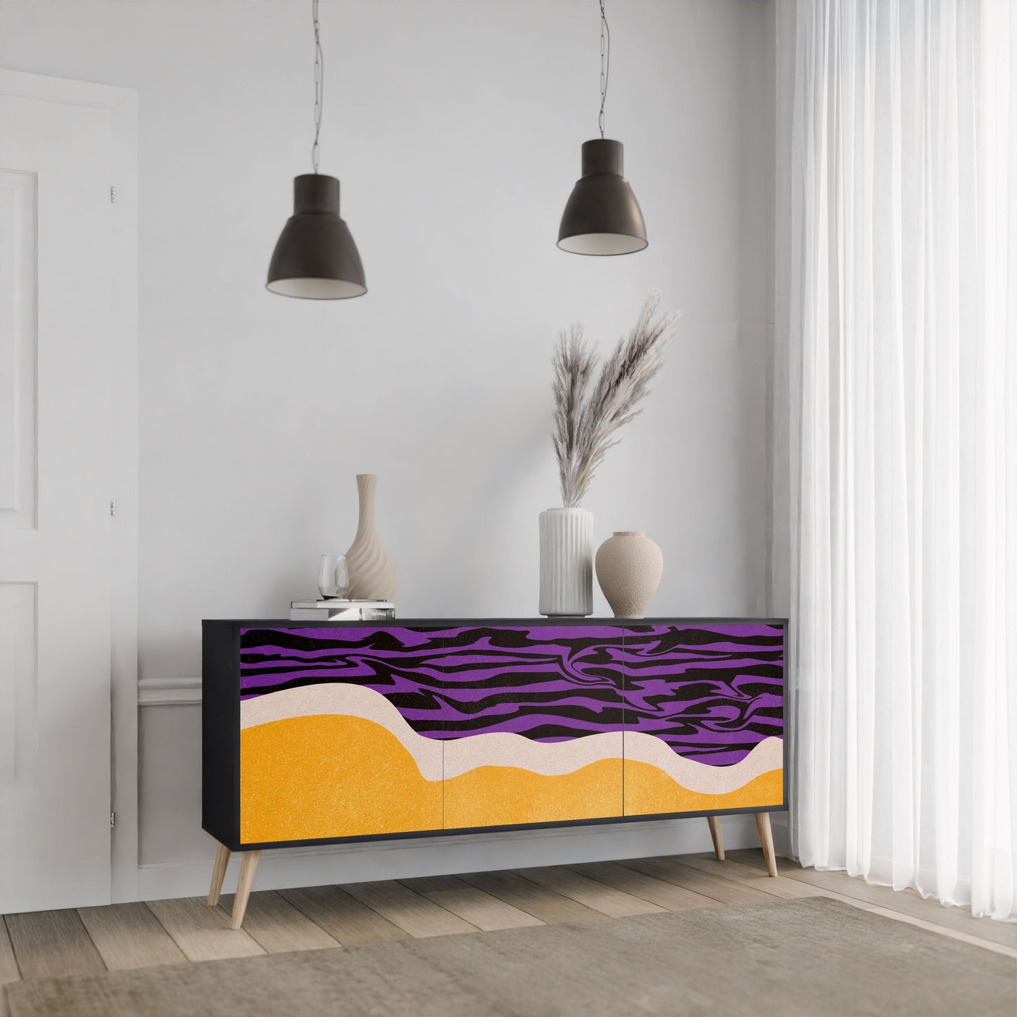 Credenza INDEPENDENT BORDER a 3 ante in finitura nera