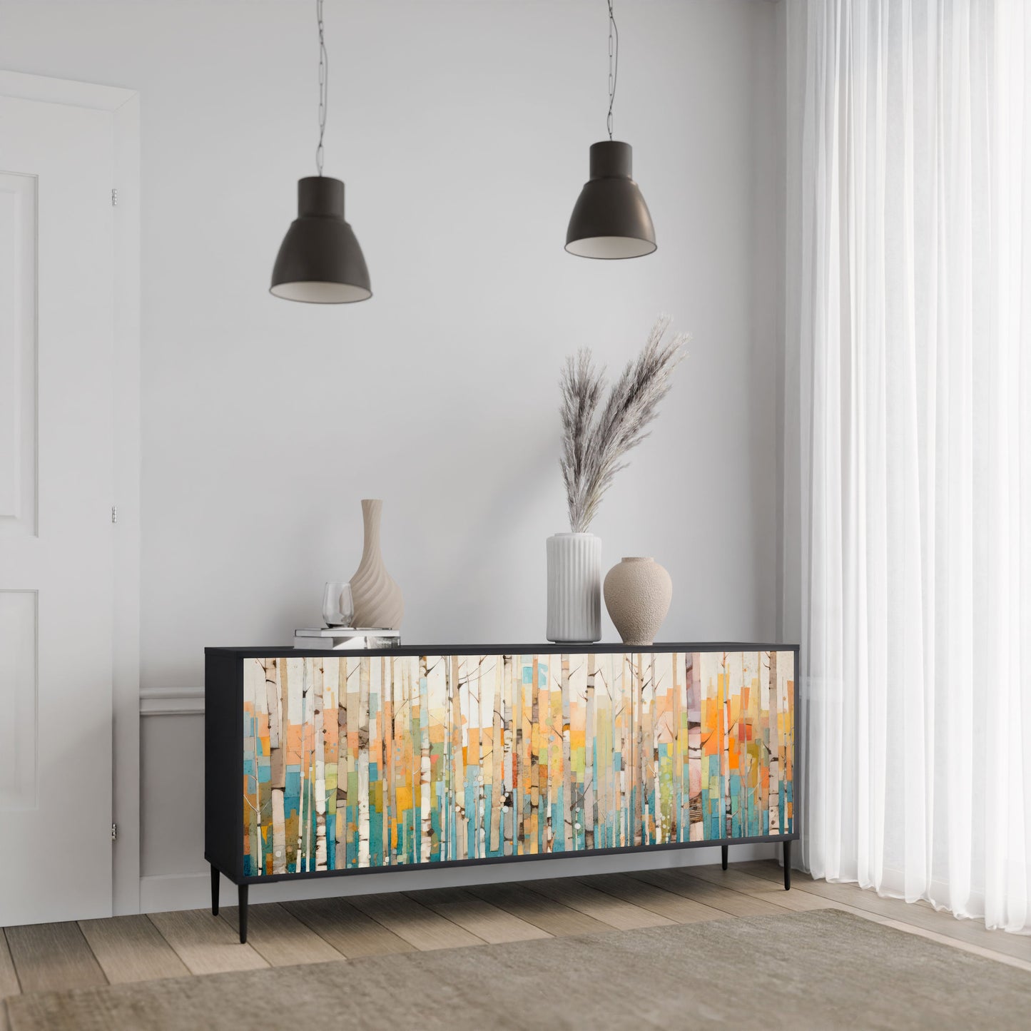 Credenza BIRCH KALEIDOSCOPE a 3 ante in finitura nera