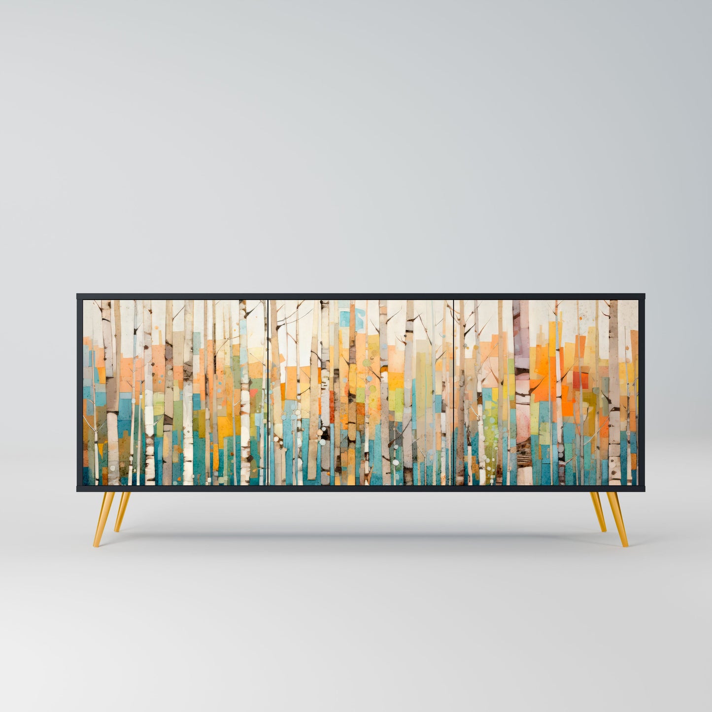 Credenza BIRCH KALEIDOSCOPE a 3 ante in finitura nera