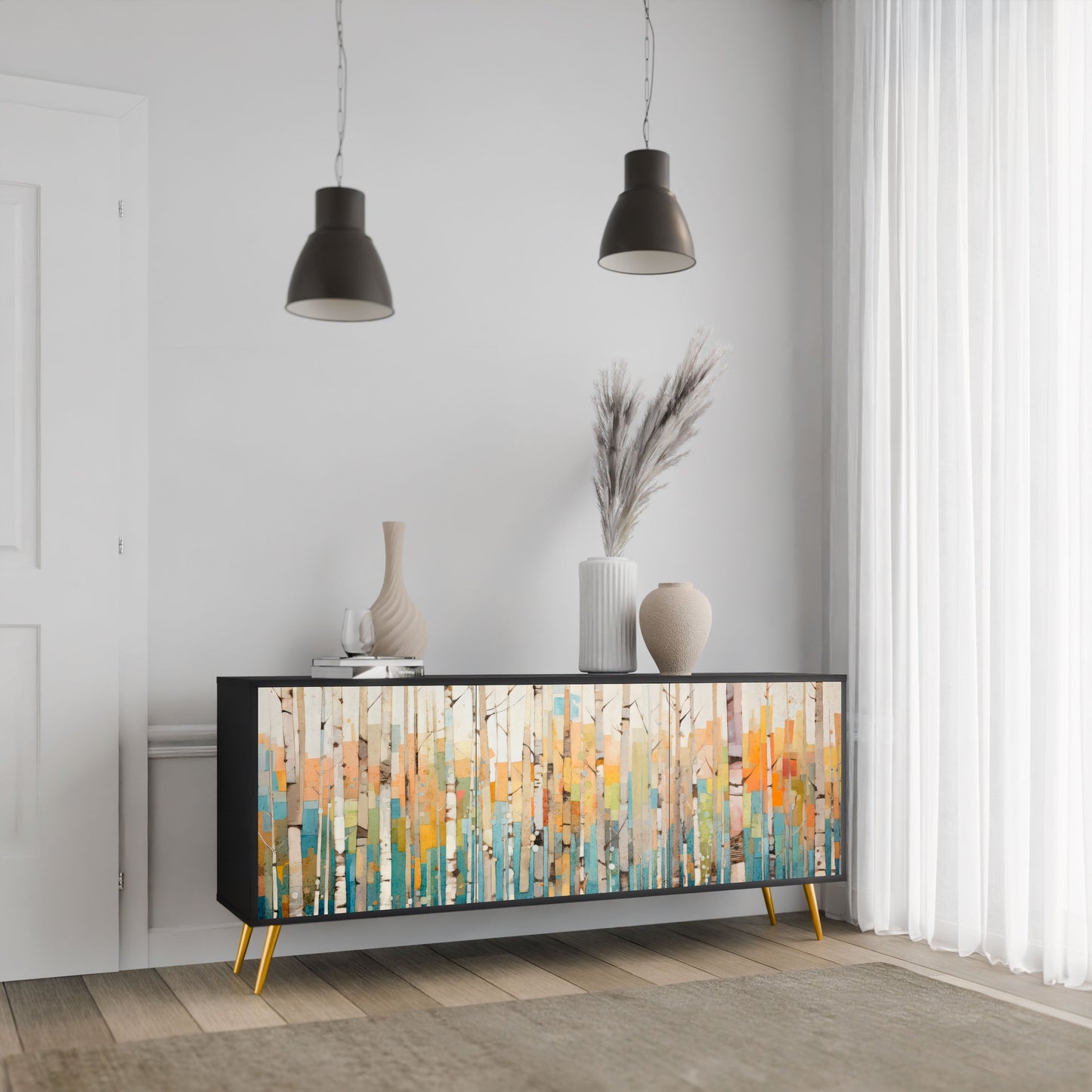 Credenza BIRCH KALEIDOSCOPE a 3 ante in finitura nera