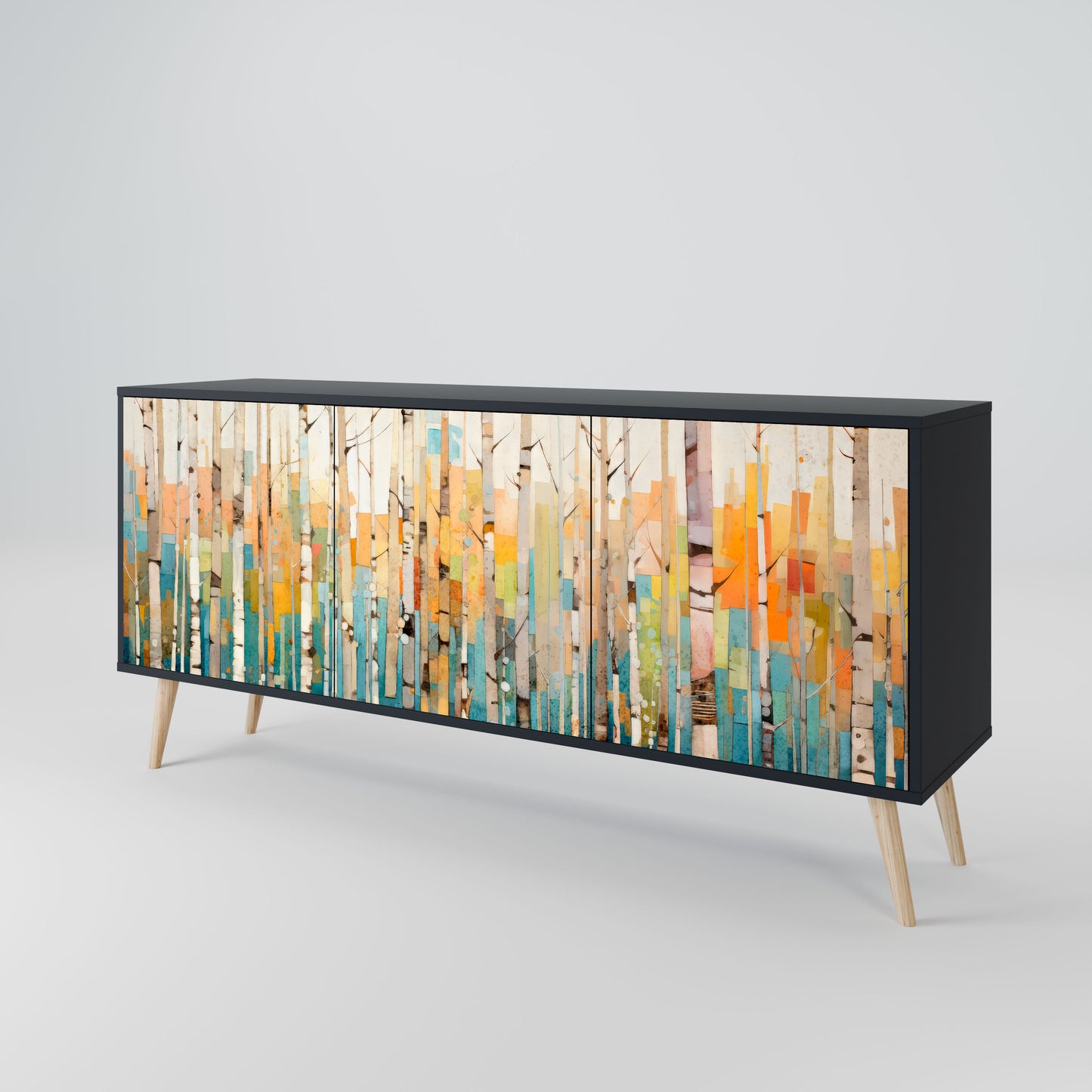 Credenza BIRCH KALEIDOSCOPE a 3 ante in finitura nera