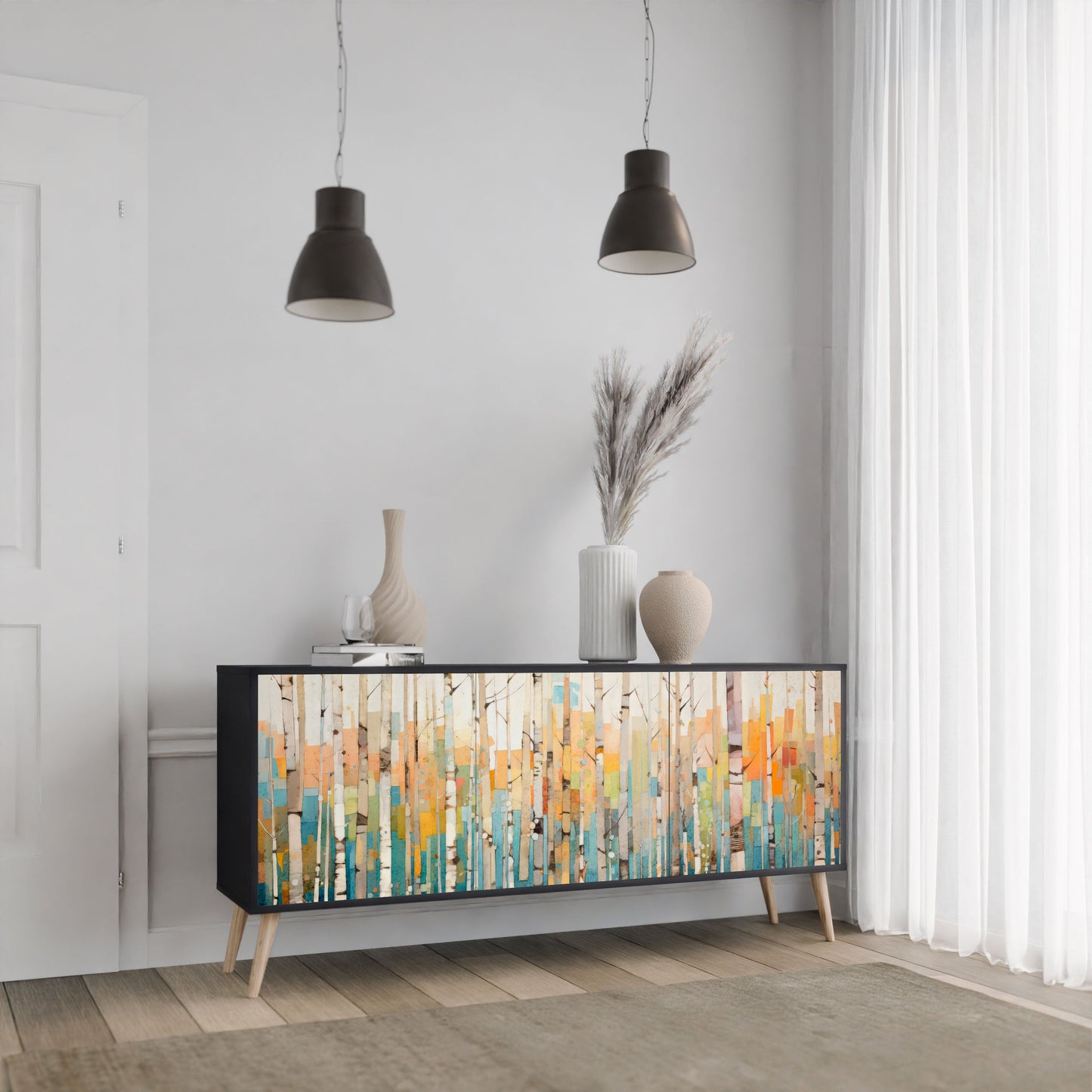 Credenza BIRCH KALEIDOSCOPE a 3 ante in finitura nera