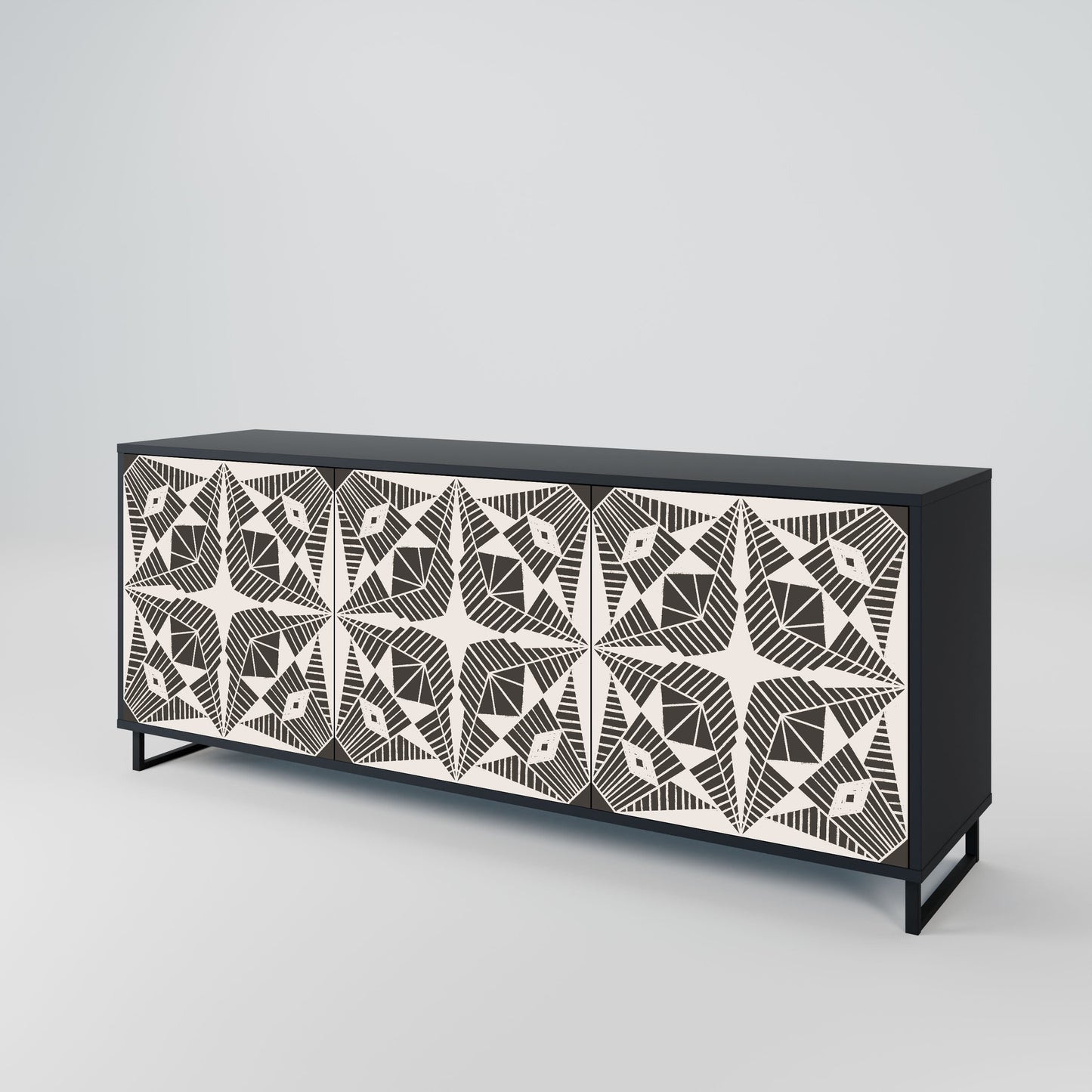 Credenza MONOCHROME NEXUS a 3 ante in finitura nera