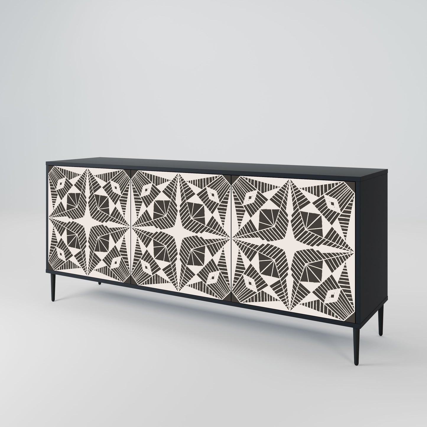 Credenza MONOCHROME NEXUS a 3 ante in finitura nera