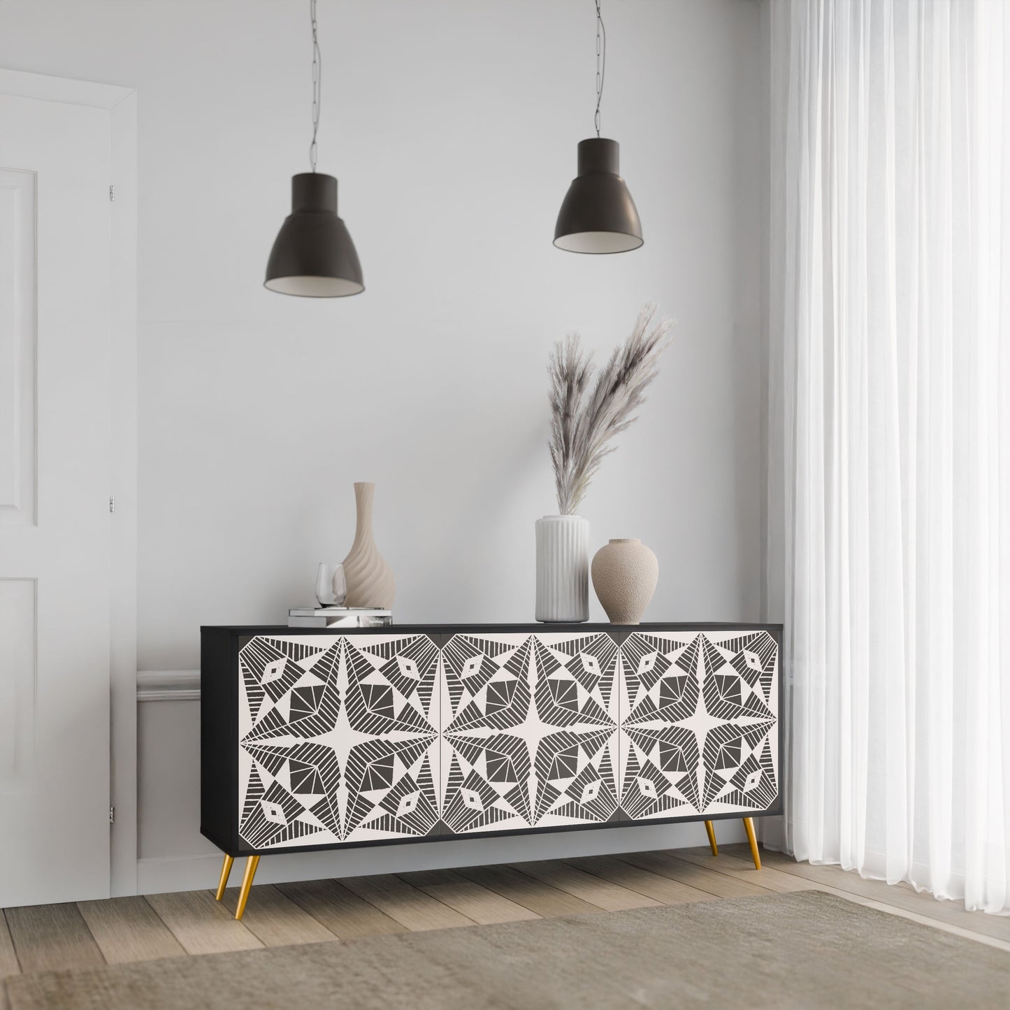 Credenza MONOCHROME NEXUS a 3 ante in finitura nera