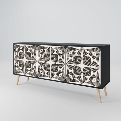 Credenza MONOCHROME NEXUS a 3 ante in finitura nera