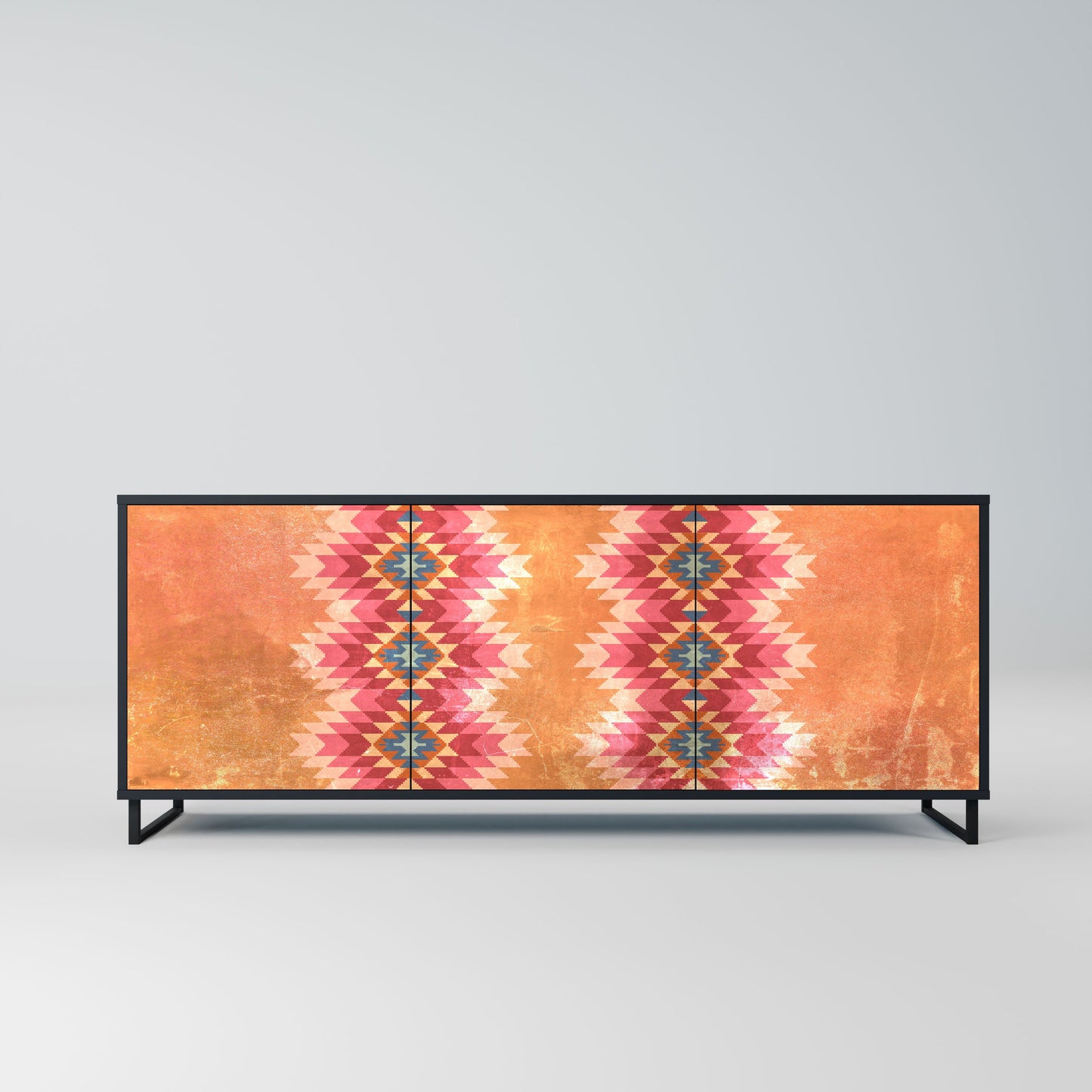 Credenza INDIAN FOLK a 3 ante in finitura nera