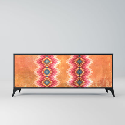 Credenza INDIAN FOLK a 3 ante in finitura nera