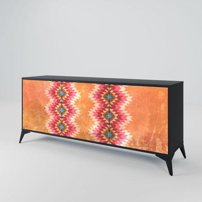 Credenza INDIAN FOLK a 3 ante in finitura nera