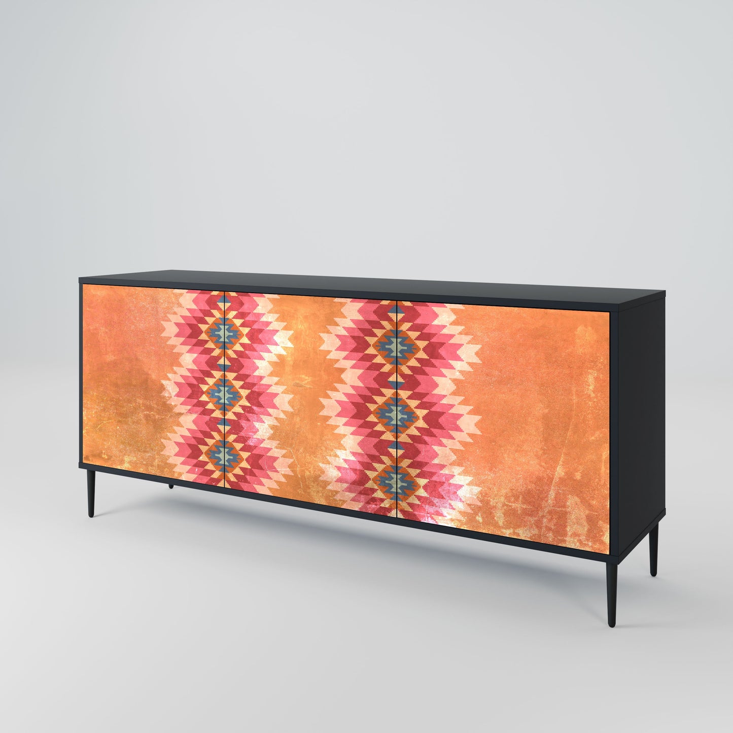 Credenza INDIAN FOLK a 3 ante in finitura nera