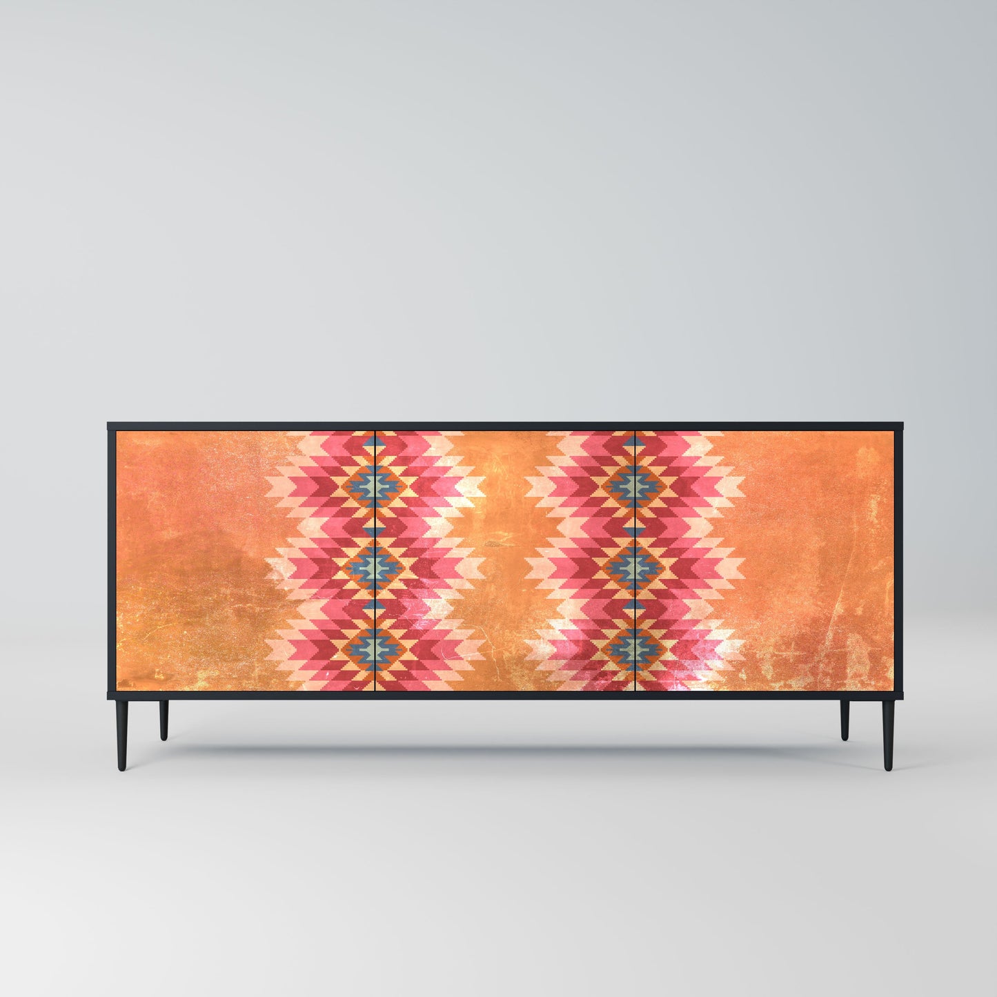 Credenza INDIAN FOLK a 3 ante in finitura nera