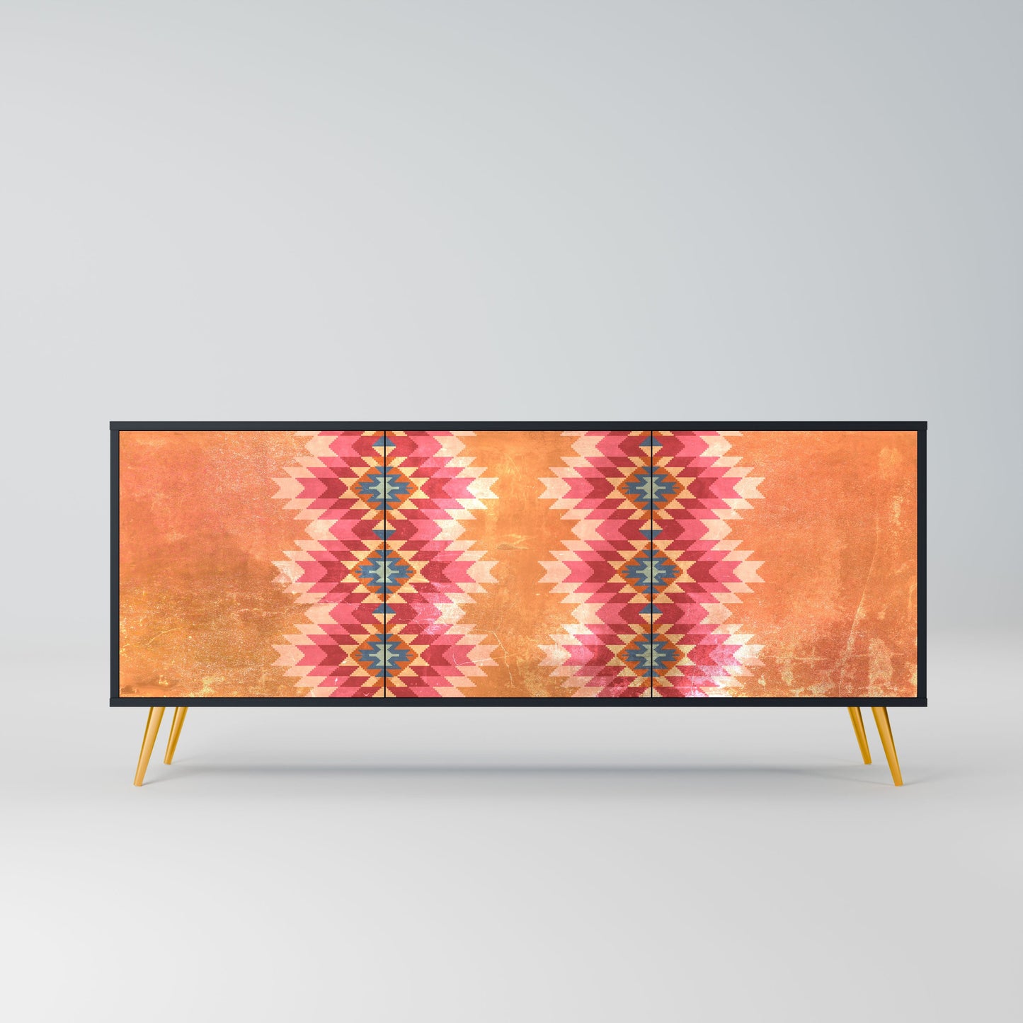 Credenza INDIAN FOLK a 3 ante in finitura nera