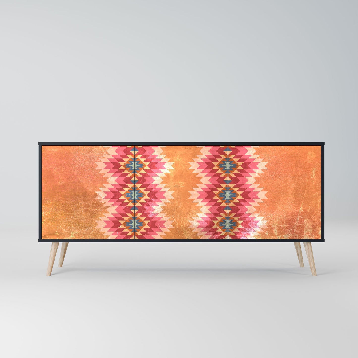 Credenza INDIAN FOLK a 3 ante in finitura nera