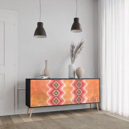 Credenza INDIAN FOLK a 3 ante in finitura nera