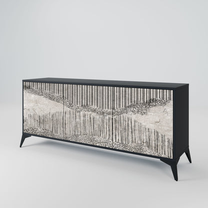 Credenza a 3 ante GRAIN LINES in finitura nera