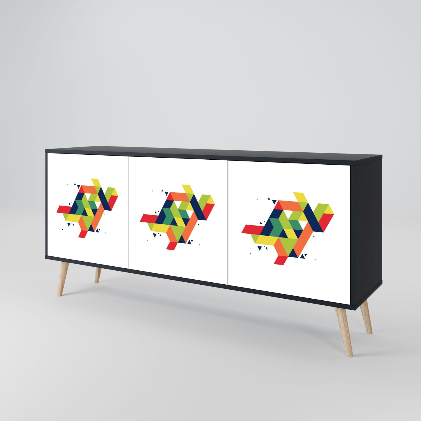 Credenza FUTURE SIGN a 3 ante in finitura nera