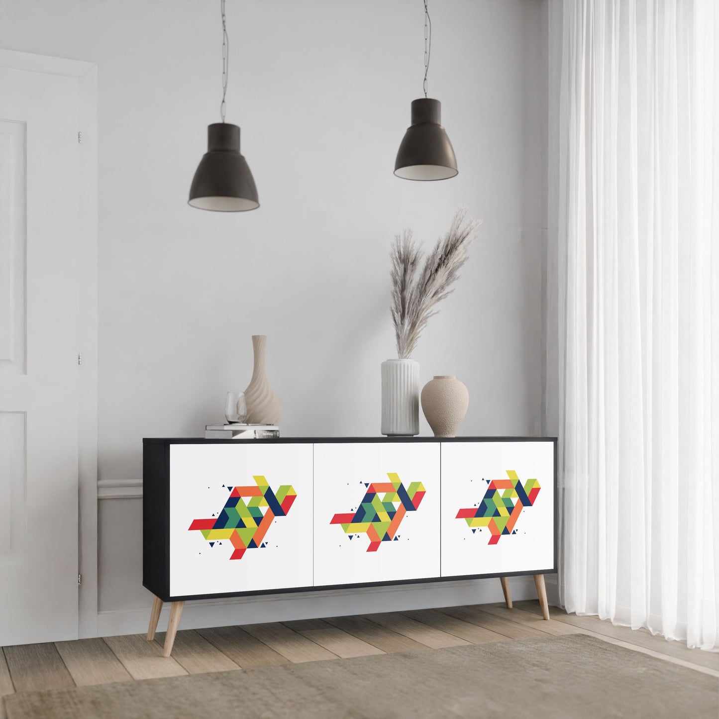 Credenza FUTURE SIGN a 3 ante in finitura nera