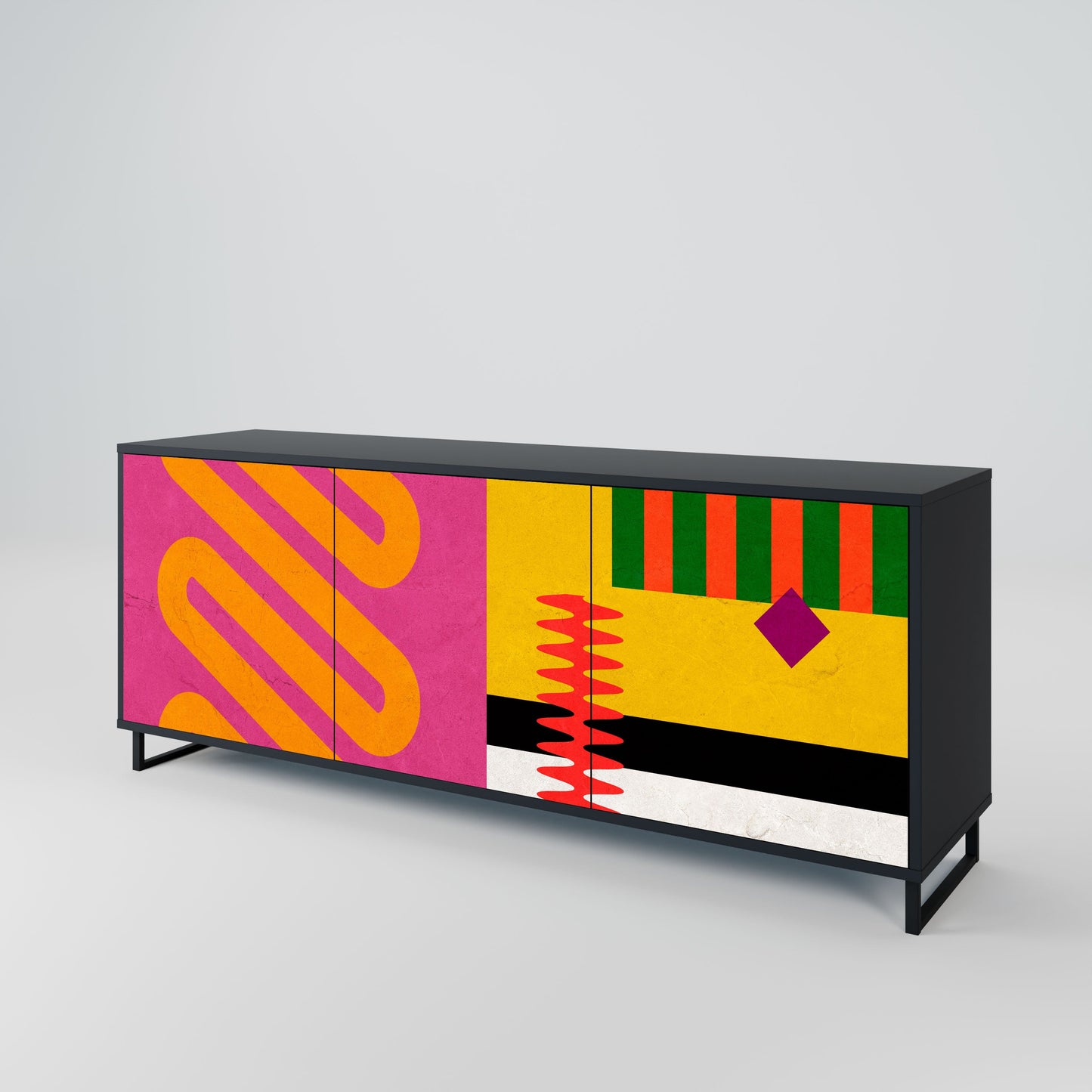 Credenza VIVID ART a 3 ante in finitura nera