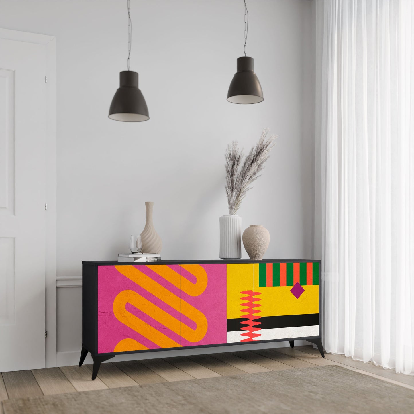 Credenza VIVID ART a 3 ante in finitura nera