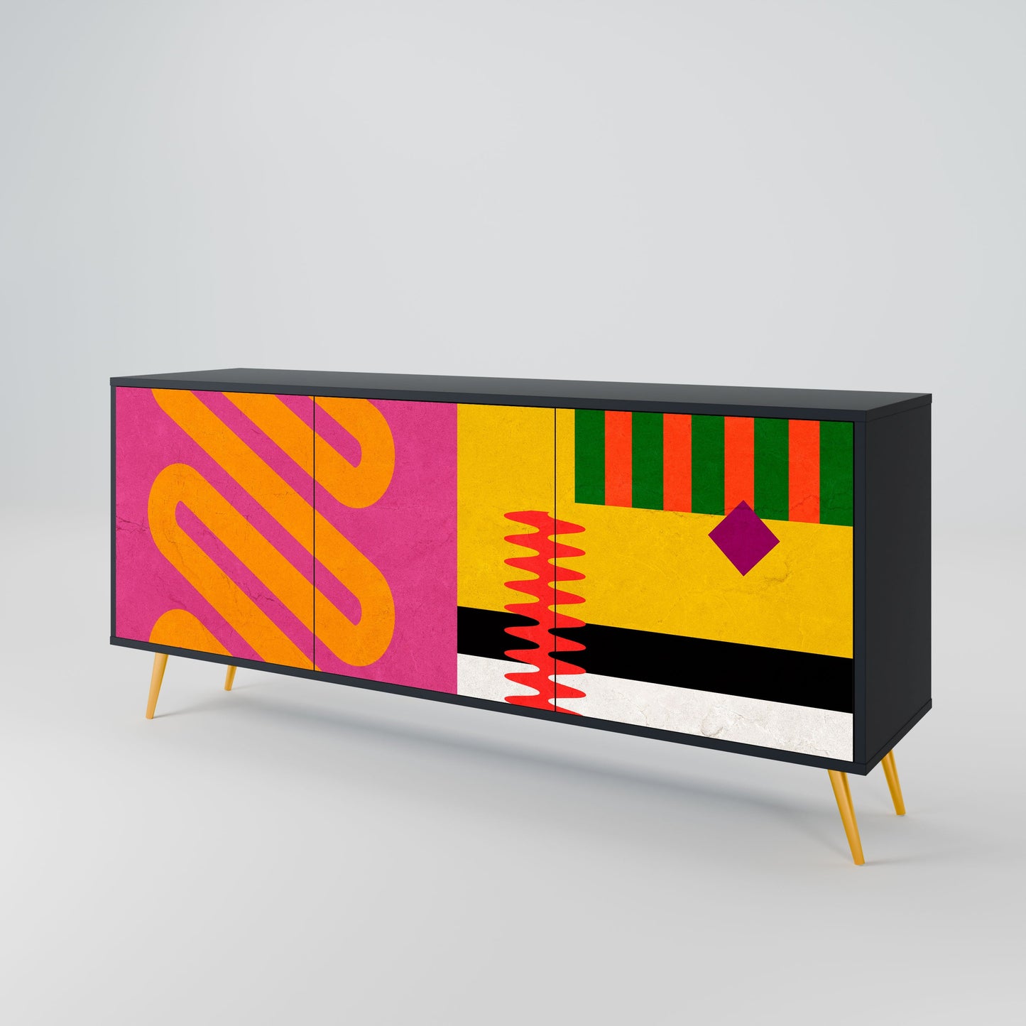 Credenza VIVID ART a 3 ante in finitura nera