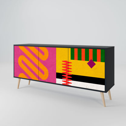 Credenza VIVID ART a 3 ante in finitura nera