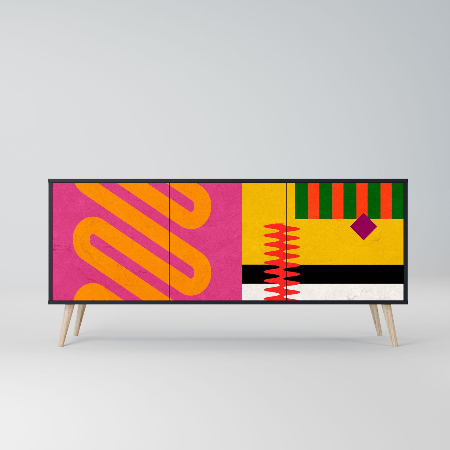 Credenza VIVID ART a 3 ante in finitura nera