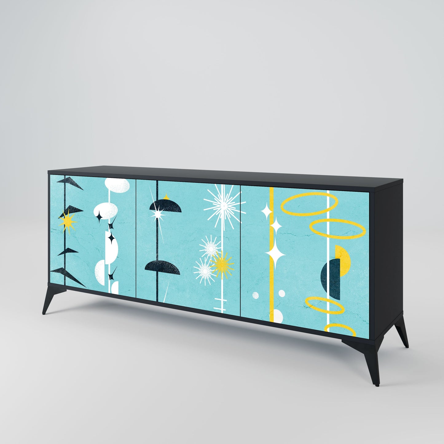 PATHS TO HAPPINESS 3-Door Sideboard in Black Finish