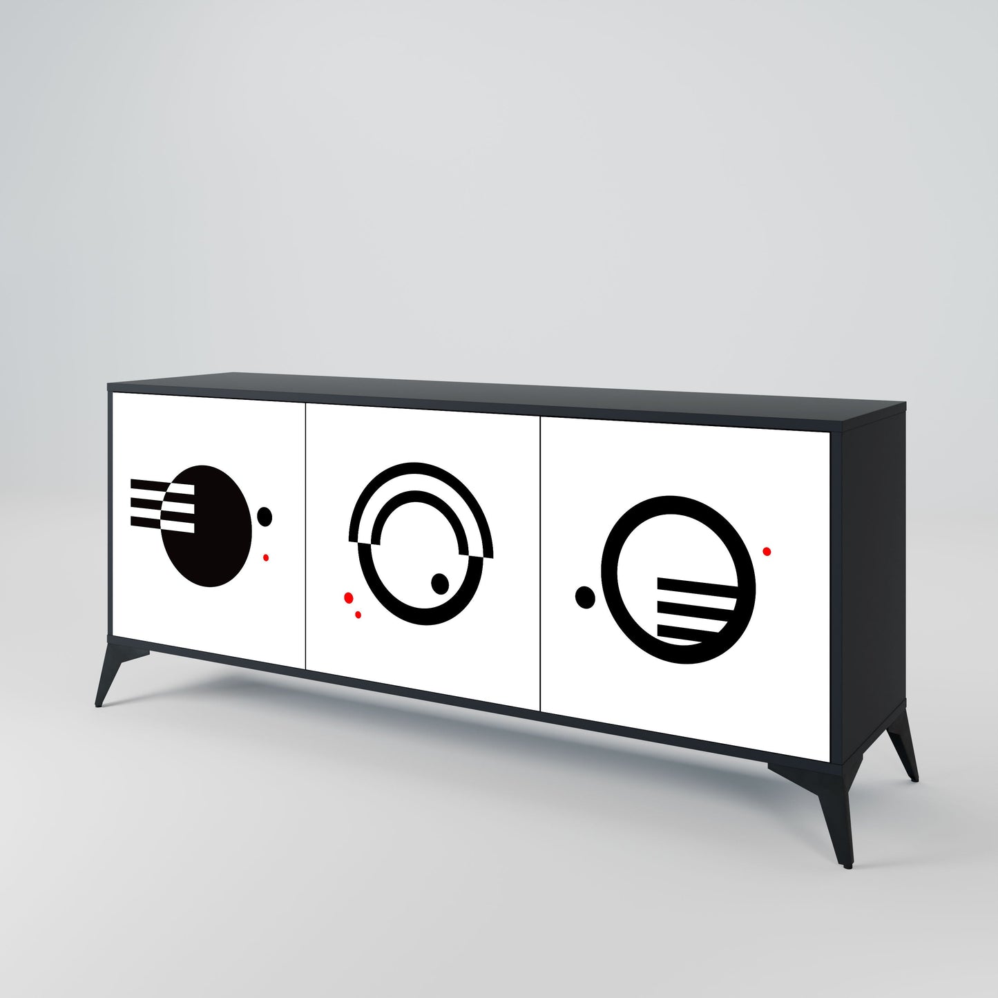 BLACK AND WHITE COMBINATION 3-Door Sideboard in Black Finish