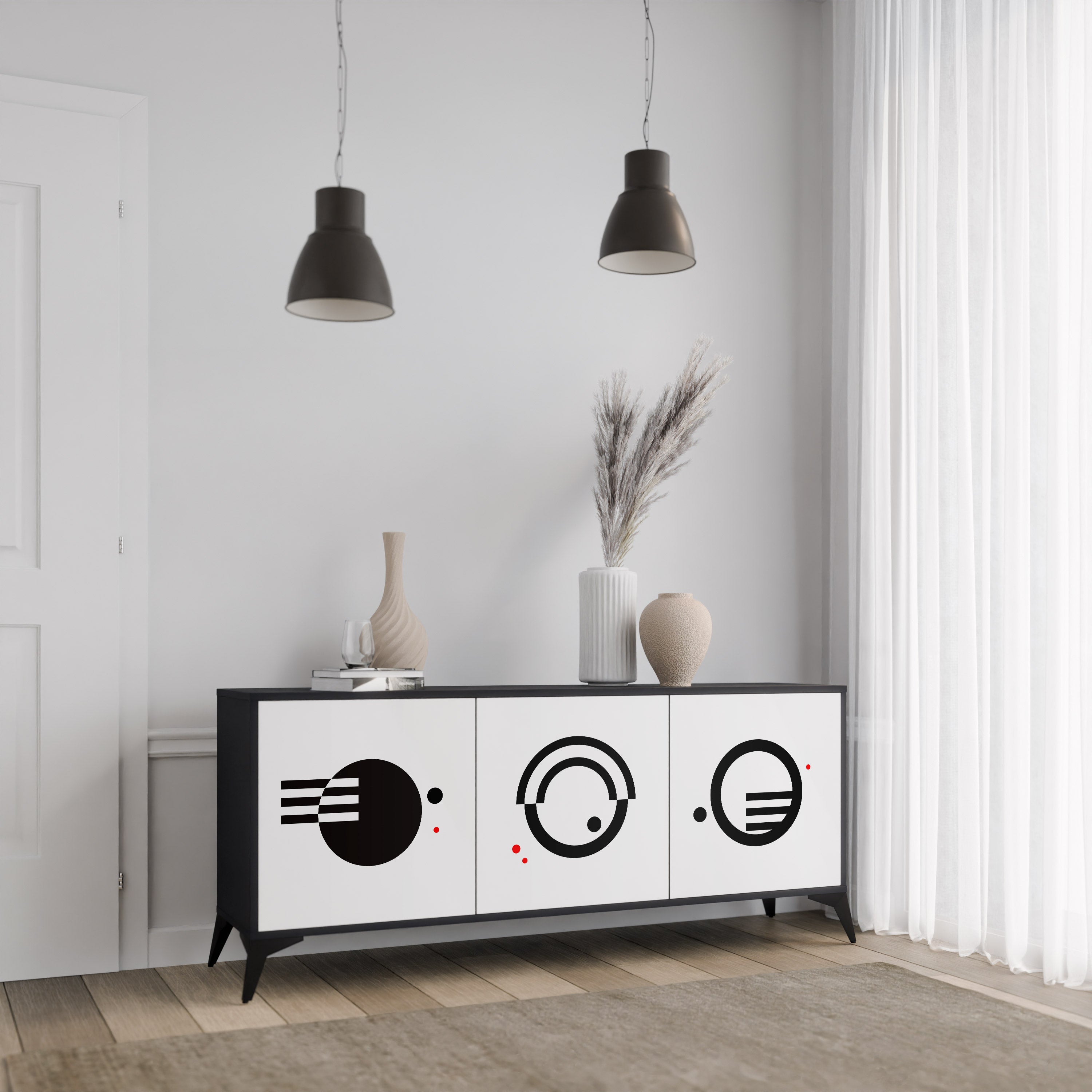BLACK AND WHITE COMBINATION 3-Door Sideboard