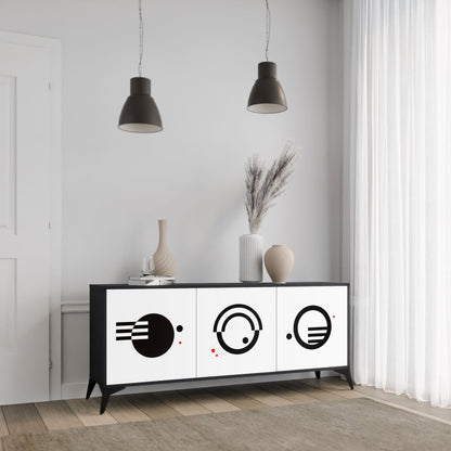 BLACK AND WHITE COMBINATION 3-Door Sideboard in Black Finish