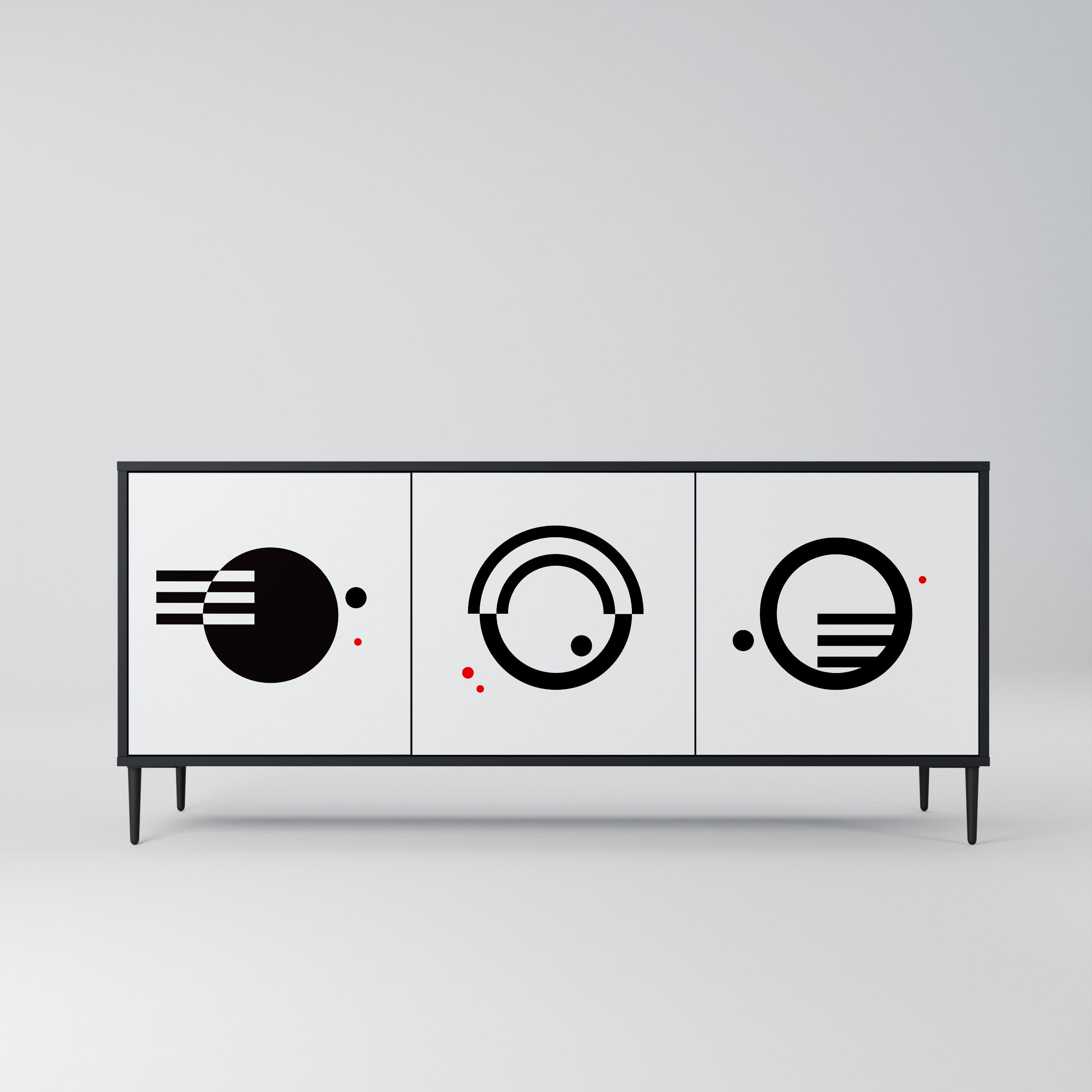 BLACK AND WHITE COMBINATION Aparador de 3 Puertas