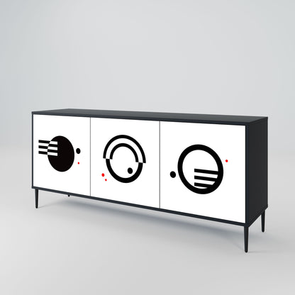 BLACK AND WHITE COMBINATION 3-Door Sideboard in Black Finish