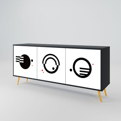 BLACK AND WHITE COMBINATION 3-Door Sideboard in Black Finish