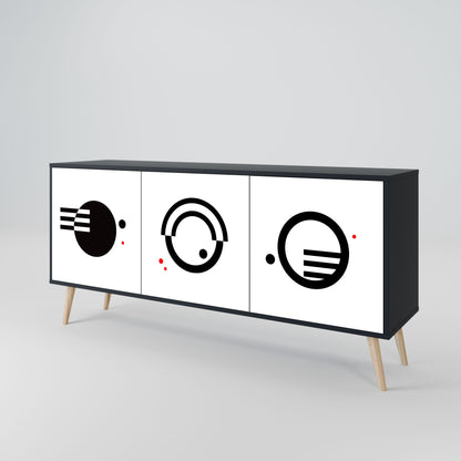 BLACK AND WHITE COMBINATION 3-Door Sideboard in Black Finish