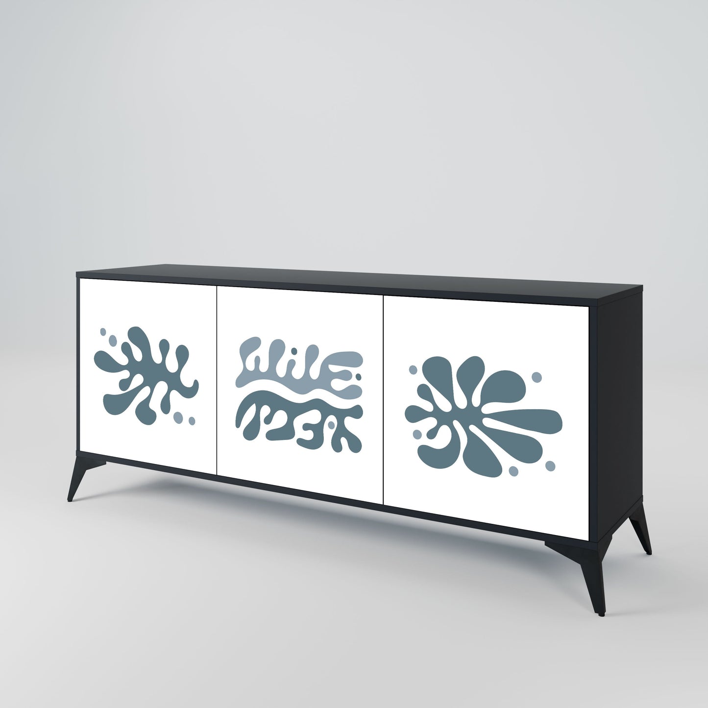 Credenza WONDERLAND VEGETATION a 3 ante in finitura nera