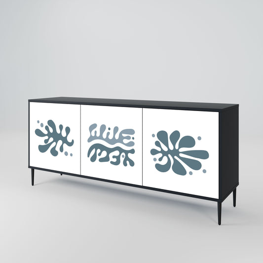 Credenza WONDERLAND VEGETATION a 3 ante in finitura nera