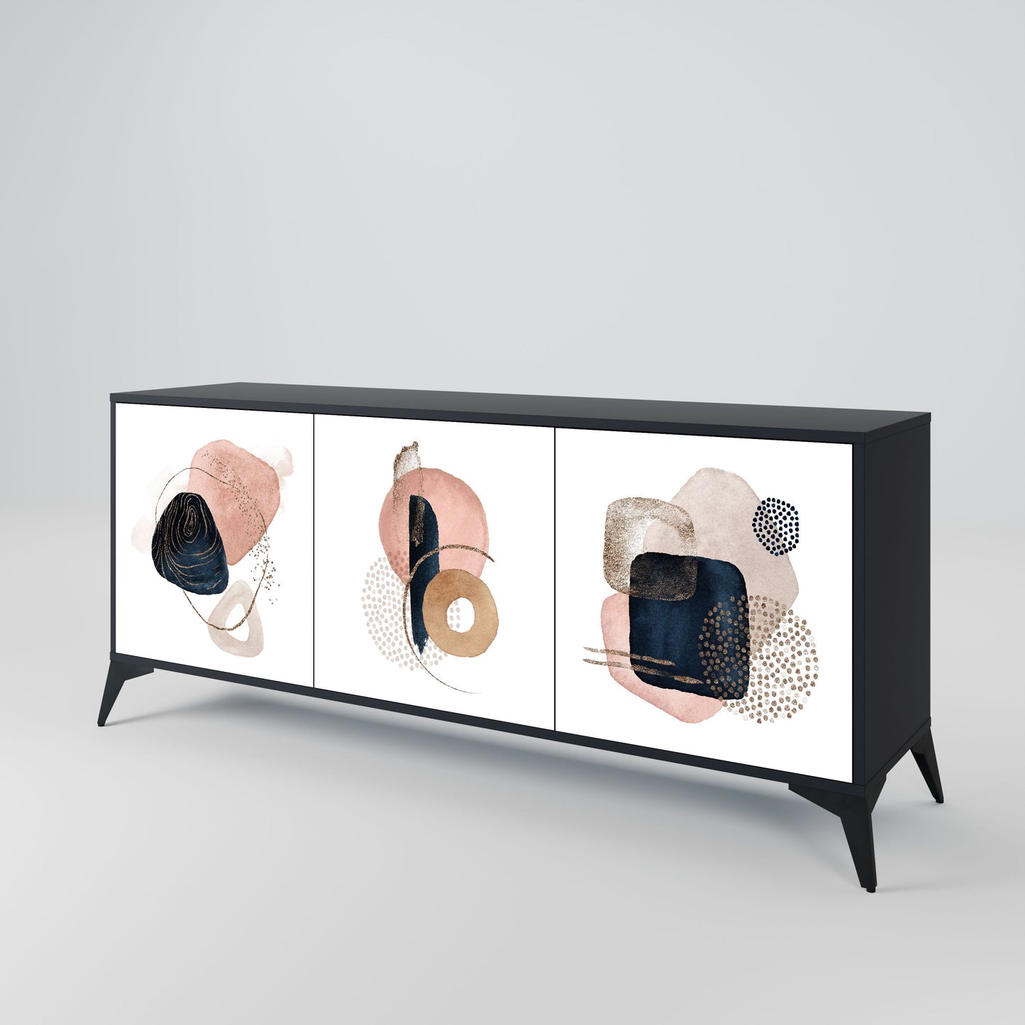 Credenza a 3 ante COLORFUL SHAPES in finitura nera