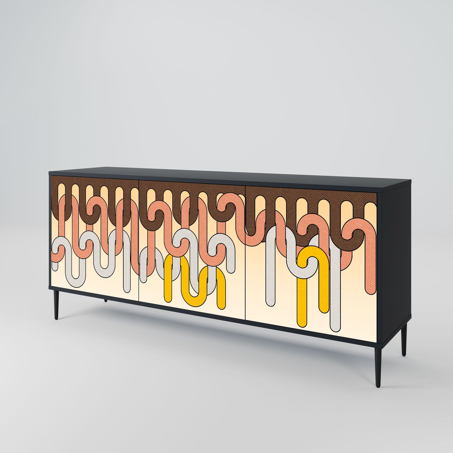 Credenza a 3 ante COLORFUL STRINGS in finitura nera