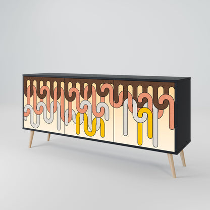 Credenza a 3 ante COLORFUL STRINGS in finitura nera