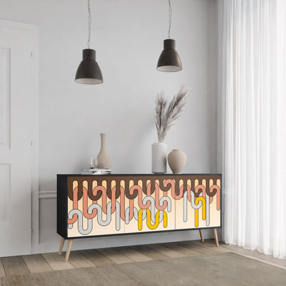 Credenza a 3 ante COLORFUL STRINGS in finitura nera